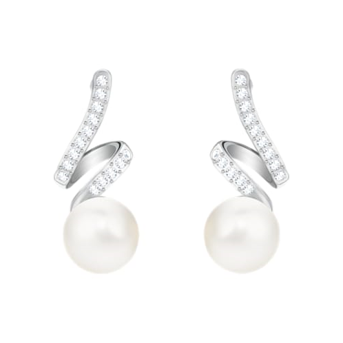 Swarovski Gabriella drop earrings, White, Rhodium plated