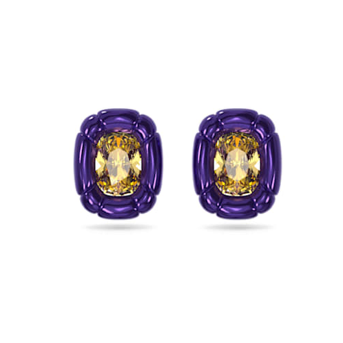 Swarovski Dulcis clip earrings, Cushion cut, Purple
