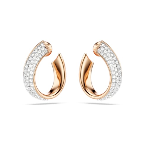 Swarovski Exist hoop earrings, Small, White, Rose gold-tone plated