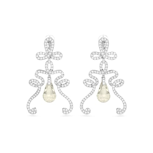 Swarovski Fluenta clip earrings, Reignited crystals, White, Rhodium plated