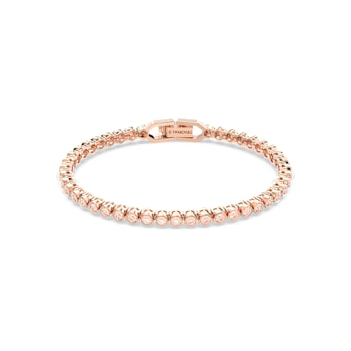 Swarovski Emily bracelet, Round cut, Pink, Rose gold-tone plated