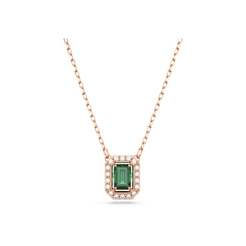 Swarovski Millenia necklace, Octagon cut, Green, Rose gold-tone plated