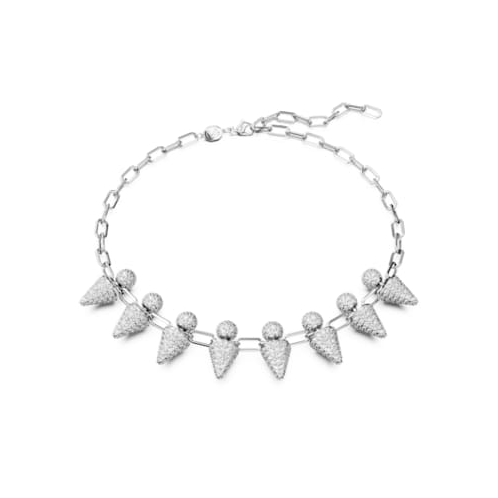 Swarovski Luna necklace, Moon, White, Rhodium plated