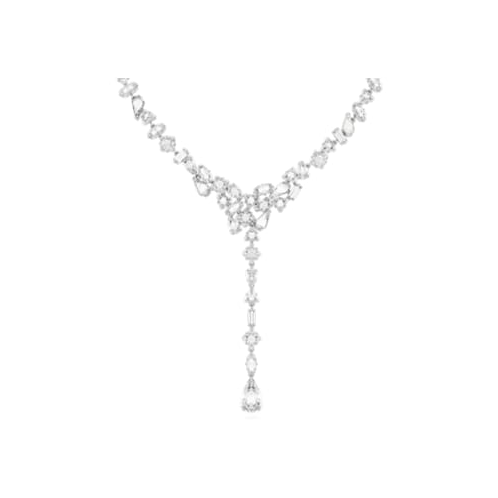 Swarovski Mesmera Y necklace, Mixed cuts, White, Rhodium plated