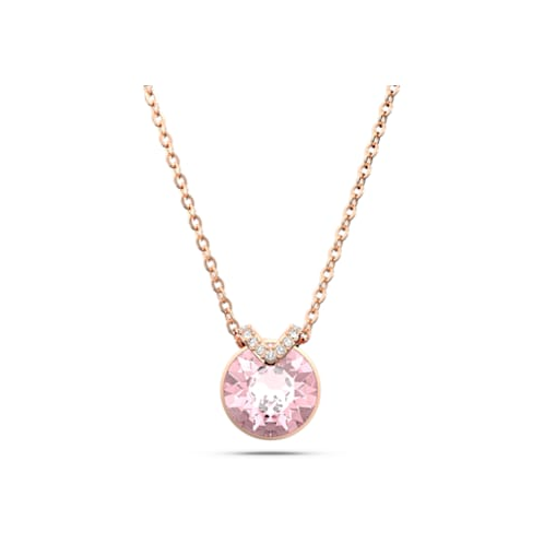 Swarovski Bella V pendant, Round cut, Pink, Rose gold-tone plated