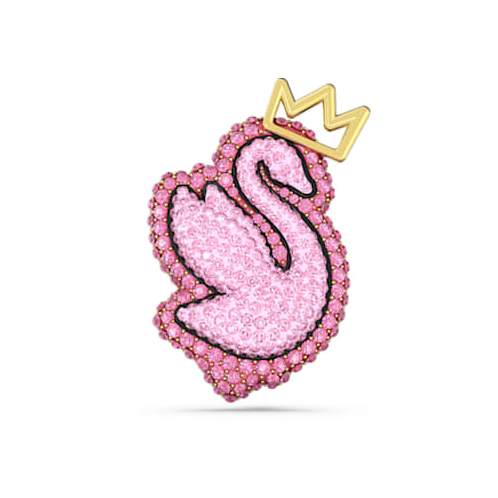 Swarovski Pop Swan brooch, Swan, Pink, Gold-tone plated
