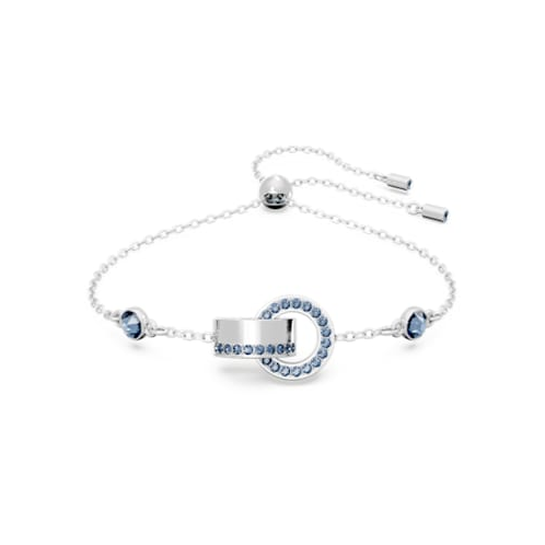 Swarovski Hollow bracelet, Interlocking loop, Blue, Rhodium plated