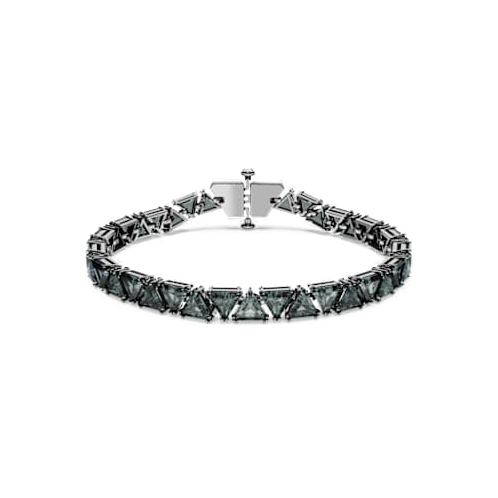 Swarovski Matrix bracelet, Triangle cut, Black, Ruthenium plated