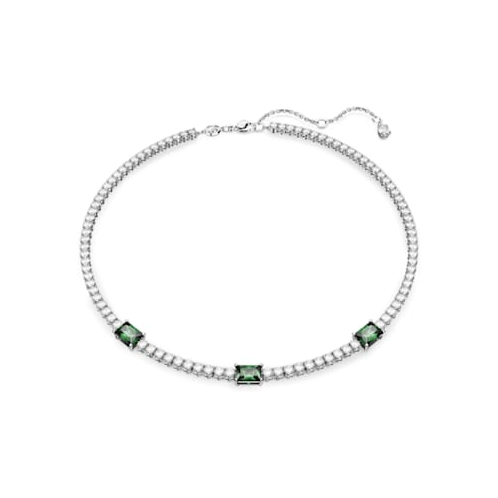 Swarovski Matrix Tennis necklace, Mixed cuts, Green, Rhodium plated