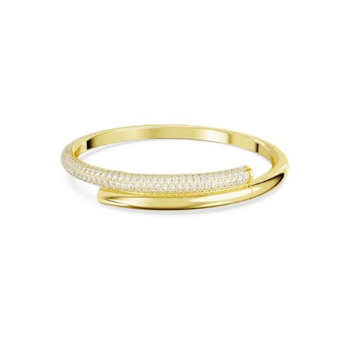 Swarovski Dextera bangle, Magnetic closure, White, Gold-tone plated