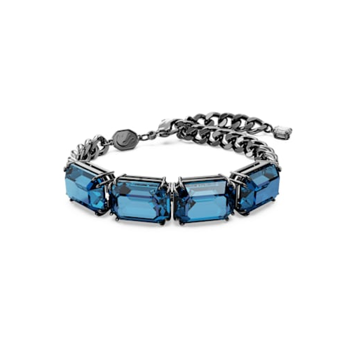 Swarovski Millenia bracelet, Octagon cut, Blue, Ruthenium plated
