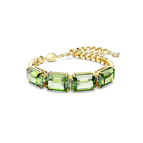 Swarovski Millenia bracelet, Octagon cut, Green, Gold-tone plated
