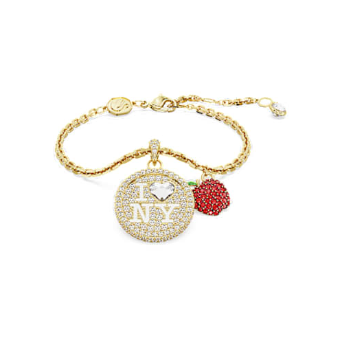 Swarovski I LOVE NY bracelet, Red, Gold-tone plated