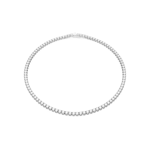 Swarovski Matrix Tennis necklace, Round cut, White, Rhodium plated