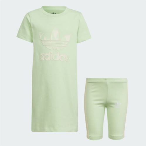 Adidas Summer Allover Print Tee Dress and Cycling Shorts Set