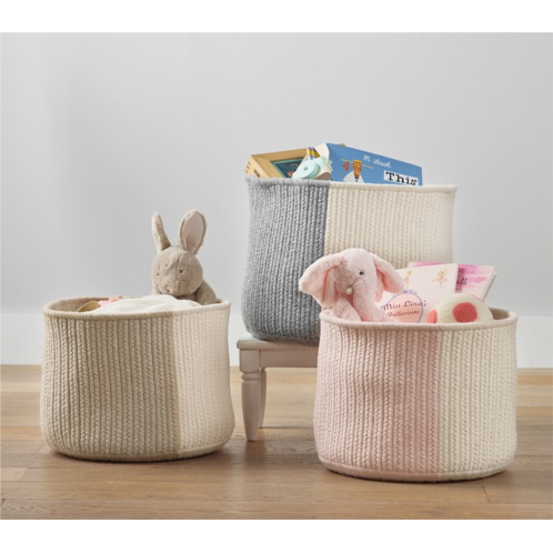 Potterybarn Two Toned Wool Blend Storage Basket