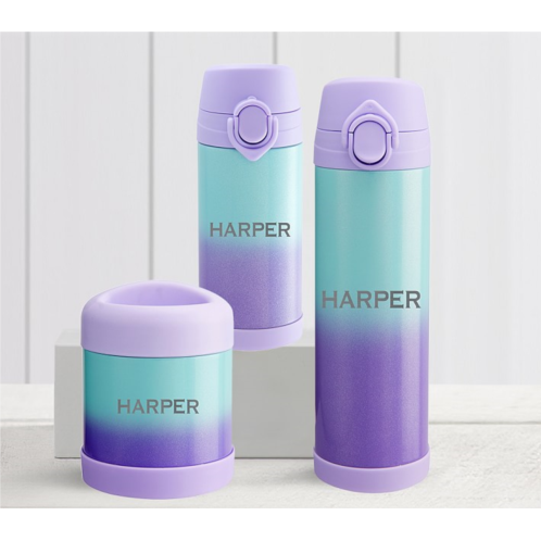 Potterybarn Mackenzie Lavender/Aqua Ombre Sparkle Glitter Hot Cold Container