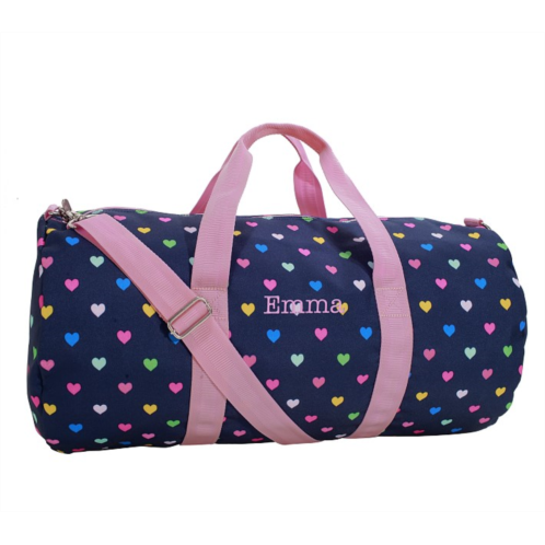 Potterybarn Mackenzie Navy Pink Multi Hearts Large Duffle Bag
