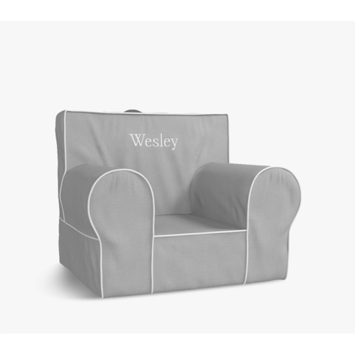Potterybarn Gray with White Piping Anywhere Chair