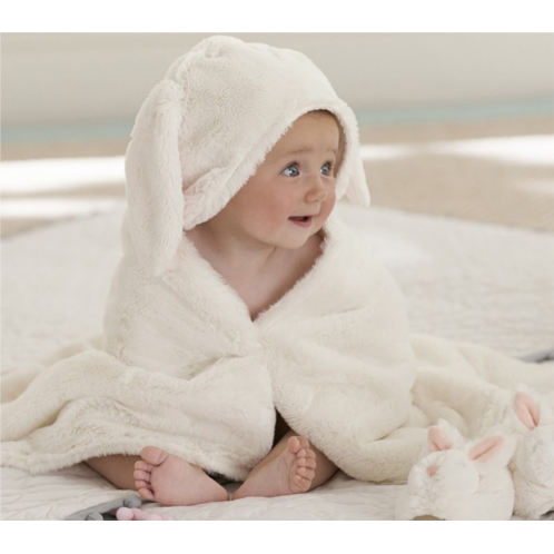 Potterybarn Faux Fur Bunny Baby Hooded Towel