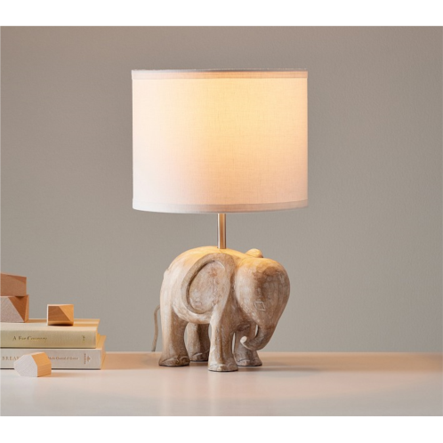Potterybarn Carved Wood Elephant Table Lamp