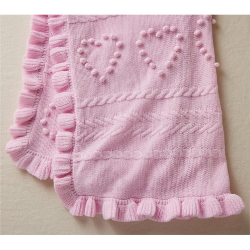 Potterybarn LoveShackFancy Textured Hearts Baby Blanket