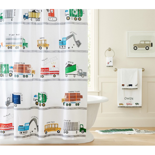 Potterybarn Busy Trucks Towel Bath Set - Towels, Shower Curtain, Bath Mat