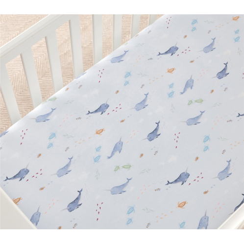 Potterybarn Narwhal Organic Crib Fitted Sheet