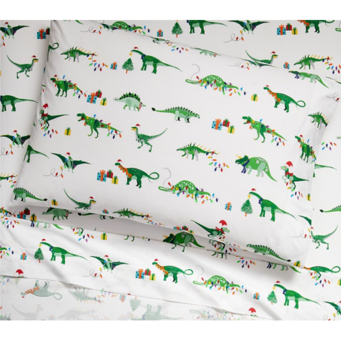 Potterybarn Christmas Dinosaur Glow-in-the-Dark Sheet Set & Pillowcases