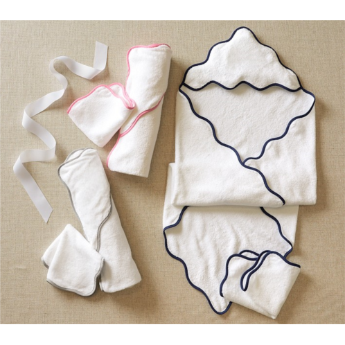 Potterybarn Organic Scallop Baby Hooded Towel & Washcloth Set