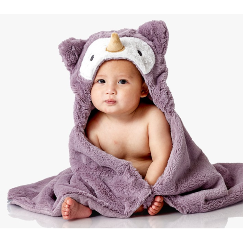 Potterybarn Owl Faux Fur Baby Hooded Towel