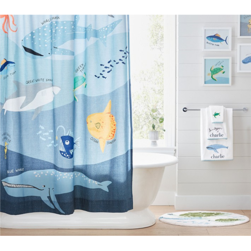 Potterybarn Save Our Seas Bath Collection Set - Towels, Shower Curtain, Bath Mat