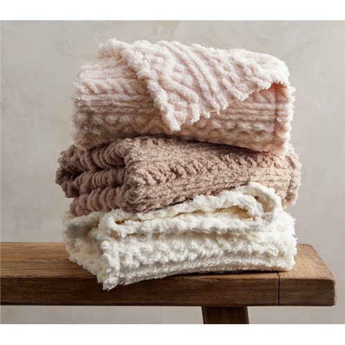 Potterybarn Carved Cable Sherpa Baby Blanket