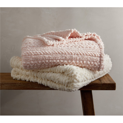 Potterybarn Carved Cable Sherpa Bed Blanket