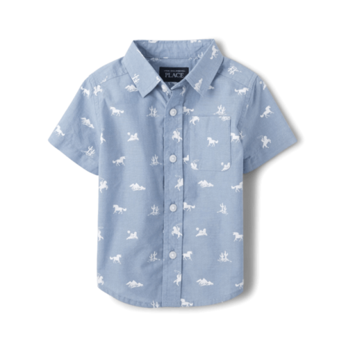 Childrensplace Baby And Toddler Boys Dad And Me Horse Poplin Button Up Shirt