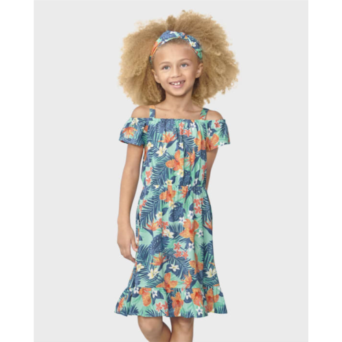 Childrensplace Girls Tropical Off Shoulder Dress