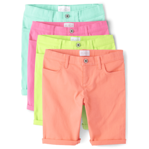 Childrensplace Girls Roll Cuff Twill Skimmer Shorts 4-Pack