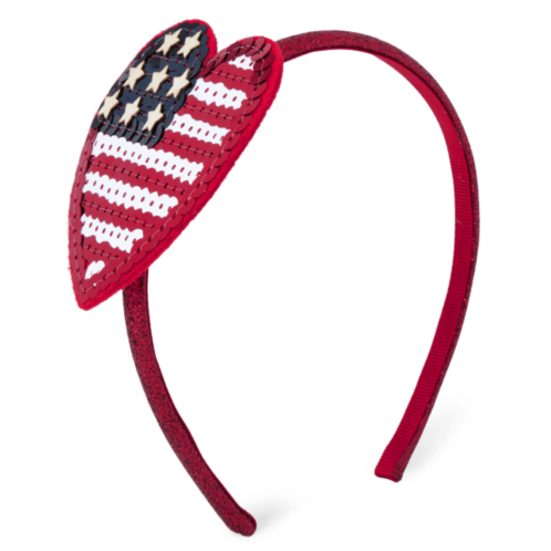 Childrensplace Girls Sequin American Flag Heart Headband