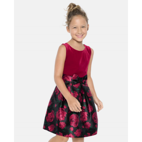 Childrensplace Girls Floral Velour Fit And Flare Dress
