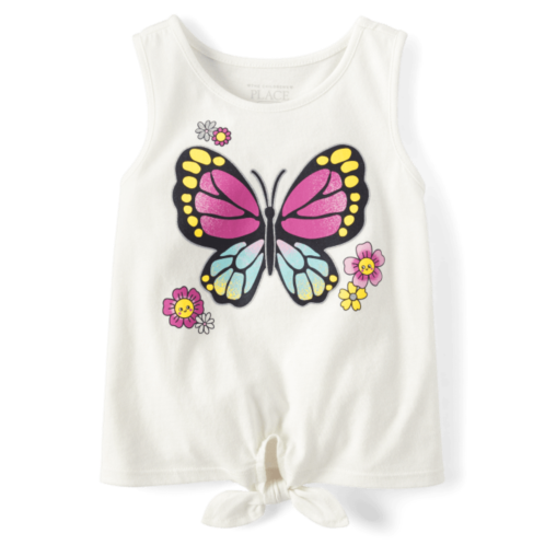 Childrensplace Baby And Toddler Girls Butterfly Tie-Front Tank Top