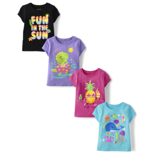 Childrensplace Baby And Toddler Girls Summer Graphic Tee 4-Pack
