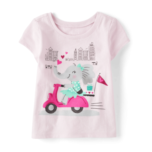 Childrensplace Baby And Toddler Girls Elephant Scooter Graphic Tee