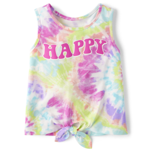 Childrensplace Baby And Toddler Girls Rainbow Tie Dye Happy Tank Top