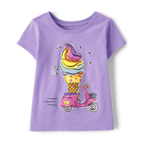 Childrensplace Baby And Toddler Girls Ice Cream Scooter Graphic Tee