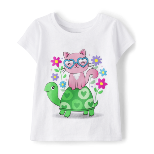 Childrensplace Baby And Toddler Girls Cat Turtle Graphic Tee