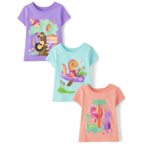 Childrensplace Baby And Toddler Girls Dino Graphic Tee 3-Pack
