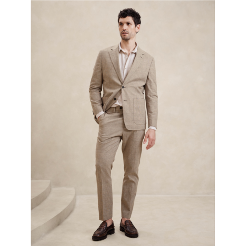 bananarepublic Tailored-Fit Linen-Blend Glen Plaid Suit Jacket