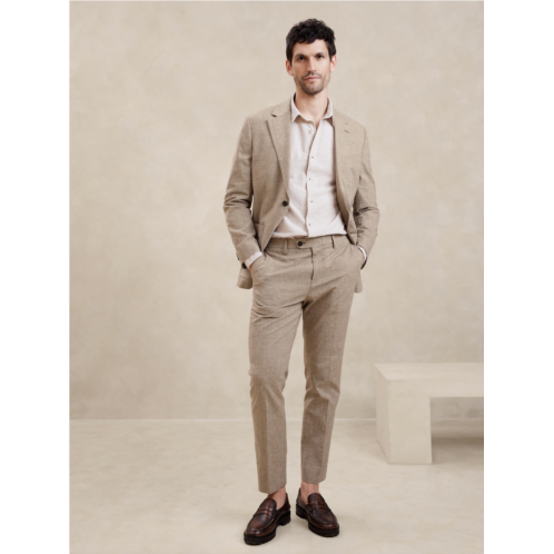 bananarepublic Tailored-Fit Linen-Blend Glen Plaid Suit Trouser