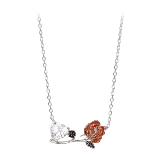 Disney Enchanted Rose and Heart Necklace Beauty and the Beast