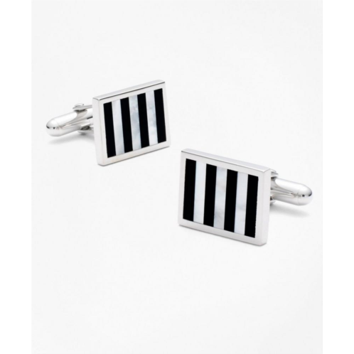 Brooksbrothers Onyx and Mother-of-pearl Silver Cuff Links